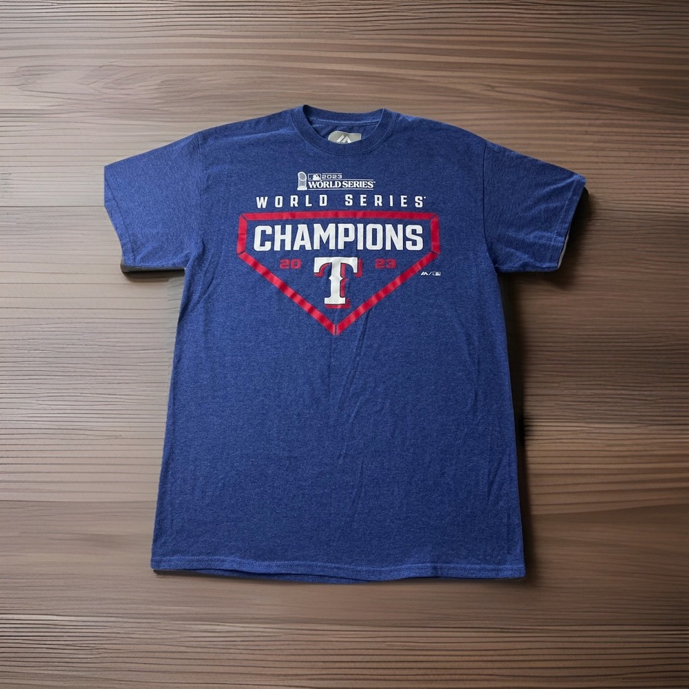 Texas Rangers 2023 World Series Champions T-Shirt Men's Medium Majestic Blue MLB